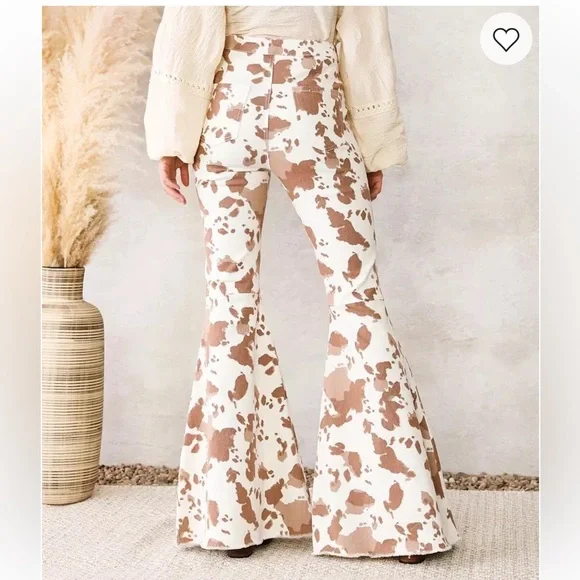 Altar'd State High rise animal print extra Flare Pants L - Picture 8 of 11